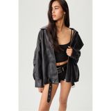 Stradivarius Oversize Suni Deri Yakalı Ceket