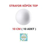 Strafor Köpük Top Küre Top Beyaz - 10 Cm - (10 Adet)