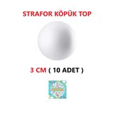 Strafor Köpük Top Küre Top Beyaz - 3 Cm - (10 Adet)