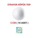 Strafor Köpük Top Küre Top Beyaz - 5 Cm - (10 Adet)
