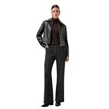 Straight Fit Kemer Detaylı Cepli Düz Bol Paça Ekose Pantolon