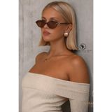 Straight Light KADIN RETRO OVAL GÜNEŞ GÖZLÜĞÜ KAHVERENGİ ŞEFFAF ÇERÇEVE ALTIN DETAY MODA ŞIK MODERN LÜKS TASAR