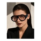 Straight Light KADIN SİYAH OVERSIZE PİLOT GÜNEŞ GÖZLÜĞÜ UV400 KORUMALI KAHVERENGİ ŞEFFAF CAMLI BÜYÜK ÇERÇEVELİ T DETAYLI LÜKS İTALYAN ESİNTİLİ RETRO VİNTAGE ŞIK TASARIM GÜNLÜK KULLANIM TREND MODA AKSESUARI ŞIK MODEL