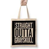 Straight Outta Hill Valley Back To The Future White Bez Çanta Uzun Saplı - Açık Bej - 40 X 40