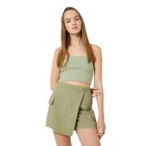 Straplez Büstiyer Crop Fitilli Viskon Karışımlı