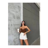 Straplez Kadın Crop Bluz