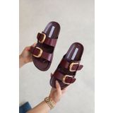 STRASWANS Bonita Kadın Toka Detay Günlük Konfor Terlik Bordo