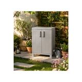 stratecht 2 Kapaklı Plastik Çok Amaçlı Dolap 65x37x93 cm Banyo Dolabı, Bahçe Dolabı, balkon Dolabı Taş Gri