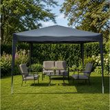 Stratecht 3x3 Metre Polyester Çardak Bahçe Çardağı Kamelya Gölgelik Tente Parti Fuar Stand Çadırı Antrasit