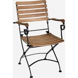 Stratecht Ahşap Katlanır Bahçe Sandalyesi – Çelik Gövdeli Kollu Balkon ve Teras Sandalyesi 56 x 45 x 87 cm