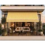 Stratecht Balkon Teras Tente Gölgelik Teleskopik Açılır Kapanır Bahçe Kafe Restoran Tente 300 x 200 cm Sarı-Beyaz