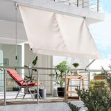 Stratecht Balkon Teras Tente Polyester Gölgelik Açılır Kapanır Bahçe Kafe Restoran Tente 295 x 245 Bej Güneşlik Gölgelik