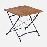 Stratecht Moni Katlanır Ahşap Ferforje Balkon Masası 75 x 75 x 74 cm Kare Bahçe ve Teras Masası