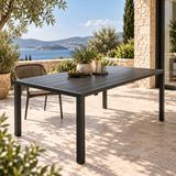 Stratecht Narbonne Polywood Bahçe Masası 150 x 90 x 74 cm Ahşap Görünümlü Alüminyum Ayaklı Balkon ve Teras Masası
