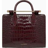 Strathberry Mini Bordo Kroko Deri Lüks Tote Çanta, Zamansız ve Şık Tasarım