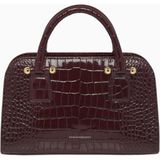 Strathberry Mini Georgia Bordo Kroko Deri Lüks Tote Çanta, Günlük ve Özel Kullanım