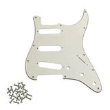 Stratocaster St Kasa Elektro Gitar Pickguard 3 Katmanlı 11 Delikli Düz Beyaz