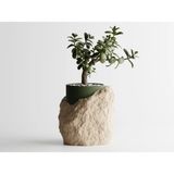 Stratum Dekoratif Saksı - Taş Görünümlü Modern Bitki Saksısı 25 cm - 200x190x250mm - Bej