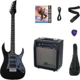 Strauss ESH-22 BK ELEKTRO GİTAR HSS - SİYAH SET (Amfi-SOFTCASE-ASKI-TEL-KABLO-PENA)