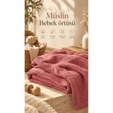 Strauss Müslin Bebek Battaniyesi 80x100cm 2 Katlı 4 Mevsim Yenidoğan Pike Örtü Puset Beşik Ana Kucağı