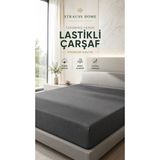 Strauss Penye Lastikli Çarşaf %100 Pamuk Jarse Yumuşak Esnek Yatak Çarşafı - Antrasit - 90 x 190 cm