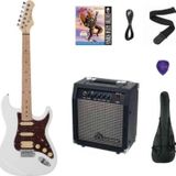 Strauss SECT-250WH ELEKTRO GİTAR HSS - BEYAZ SET(ANFİ-SOFTCASE-ASKI-TEL-KABLO-PENA)
