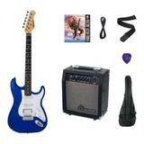 Strauss ST-20HHSSB-BL Elektro Gitar-Metalik Mavi Set(Anfi-Softcase-Askı-Tel-Kablo-Pena)