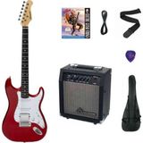 STRAUSS ST-20HHSSB-RD ELEKTRO GİTAR-METALİK KIRMIZI SET(Amfi-KILIF-ASKI-TEL-KABLO-PENA)