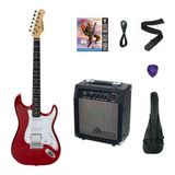 Strauss ST-20HHSSB-RD Elektro Gitar-Metalik Kırmızı Set(Anfi-Softcase-Askı-Tel-Kablo-Pena)