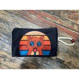 Street Bag Artist Kedi Desenli Baskılı Kalemlik , El Çantas , Baskılı Bez Çanta , Makyaj Çantası - Turuncu - Kırmızı