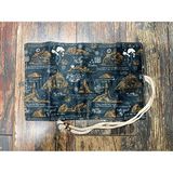 Street Bag Eskiz Harita Baskılı Rulo Kalemlik Çok Bölmeli Retro Sanatsal Baskılı - Siyah - Altın - 1 Adet
