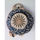 Street Bag Fargin Etnik Desenli Yuvarlak Sırt Çantası Nakışlı Otantik Bohemian Tarz - Siyah - Gri