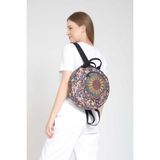 Street Bag Fargin Etnik Otantik Bohem Yuvarlak Nakışlı Sırt Çantası Günlük Seyahat Sırt Çantası - Eflatun