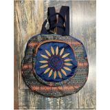 Street Bag Fargin Etnik Otantik Bohem Yuvarlak Sırt Çantası Günlük Seyehat Sırt Çantası - Gece Mavisi