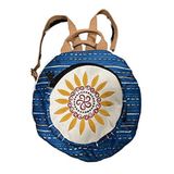 Street Bag Fargin Etnik Otantik Desenli Yuvarlak Sırt Çantası Nakışlı Bohem Sırt Çantası (Mavi)