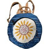Street Bag Fargin Etnik Otantik Desenli Yuvarlak Sırt Çantası Nakışlı Bohemian Tarz Sırt Çantası - Mavi