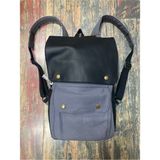 Street Bag Geronimo Deri Kapaklı Sırt Çantası Günlük Kullanım Kamp Seyehat Çantası Okul Çantası - Açık Mavi - Siyah