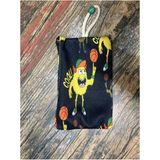 Street Bag Grafiti Basketbol Desenli Baskılı Kalemlik , El Çantas , Baskılı Bez Çanta , Makyaj Çantası - Krem Rengi - Sarı