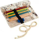 Street Bag Harita Uçak Baskılı Rulo Kalemlik Çok Bölmeli Retro Sanatsal Baskılı - Krem - Kahverengi - 1 Adet