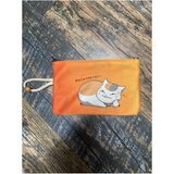 Street Bag Japon Kedi Anime Desenli Baskılı Kalemlik , El Çantas , Baskılı Bez Çanta , Makyaj Çantası - Açık Turuncu