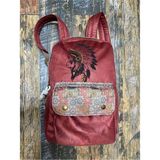 Street Bag Kızılderili Nakışlı Etnik Otantik Bohem Günlük Seyahat Sırt Çantası - Bordo