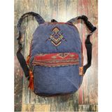 Street Bag Nubi Etnik Otantik Desenli Nakışlı Eskitme Sırt Çantası Bohem Sırt Çantası Günlük Kullanım Seyehat - Koyu Mavi