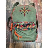 Street Bag Nubi Etnik Otantik Desenli Nakışlı Sırt Çantası Bohem Sırt Çantası Günlük Kullanım Seyehat - Haki
