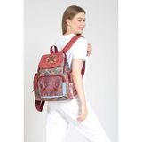 Street Bag Patchwork Tasarım Etnik Otantik Bohem Sırt Çantası Günlük Seyahat Kullanım Parçalı Desen - Bordo