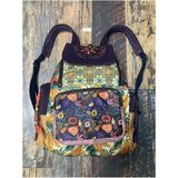 Street Bag Patchwork Tasarım Etnik Otantik Sırt Çantası Günlük Seyahat Kullanım - Mor