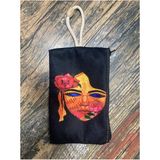 Street Bag portre Desenli Baskılı Kalemlik , El Çantas , Baskılı Bez Çanta , Makyaj Çantası - Kırmızı - Turuncu
