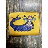 Street Bag Şahmeran Desenli Etnik Otantik Desenli Bölmeli Kullanışlı Cüzdan - Ekru - Altın