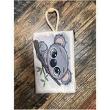 Street Bag Sevimli Koala baskılı Kalemlik , El Çantas , Baskılı Bez Çanta , Makyaj Çantası - Beyaz - Gold