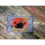 Street Bag silahlı Kedi Desenli Baskılı Kalemlik , El Çantas , Baskılı Bez Çanta , Makyaj Çantası - Gri - Kahverengi