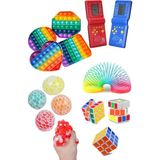 Stres Giderici Set 1 Popit 1 Rubik Zeka Küpü 1 Stres Yayı 1 Beyin Şekilli Stres Topu 1 Tetris Atari